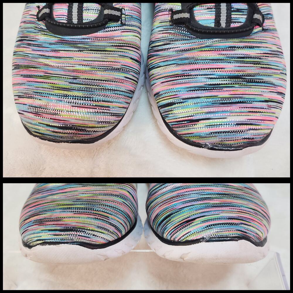 Rainbow Glitter Sneakers 7 Multi Color Sparkle Shimmer Slip On Kidcore Neon Rave - Picture 9 of 13